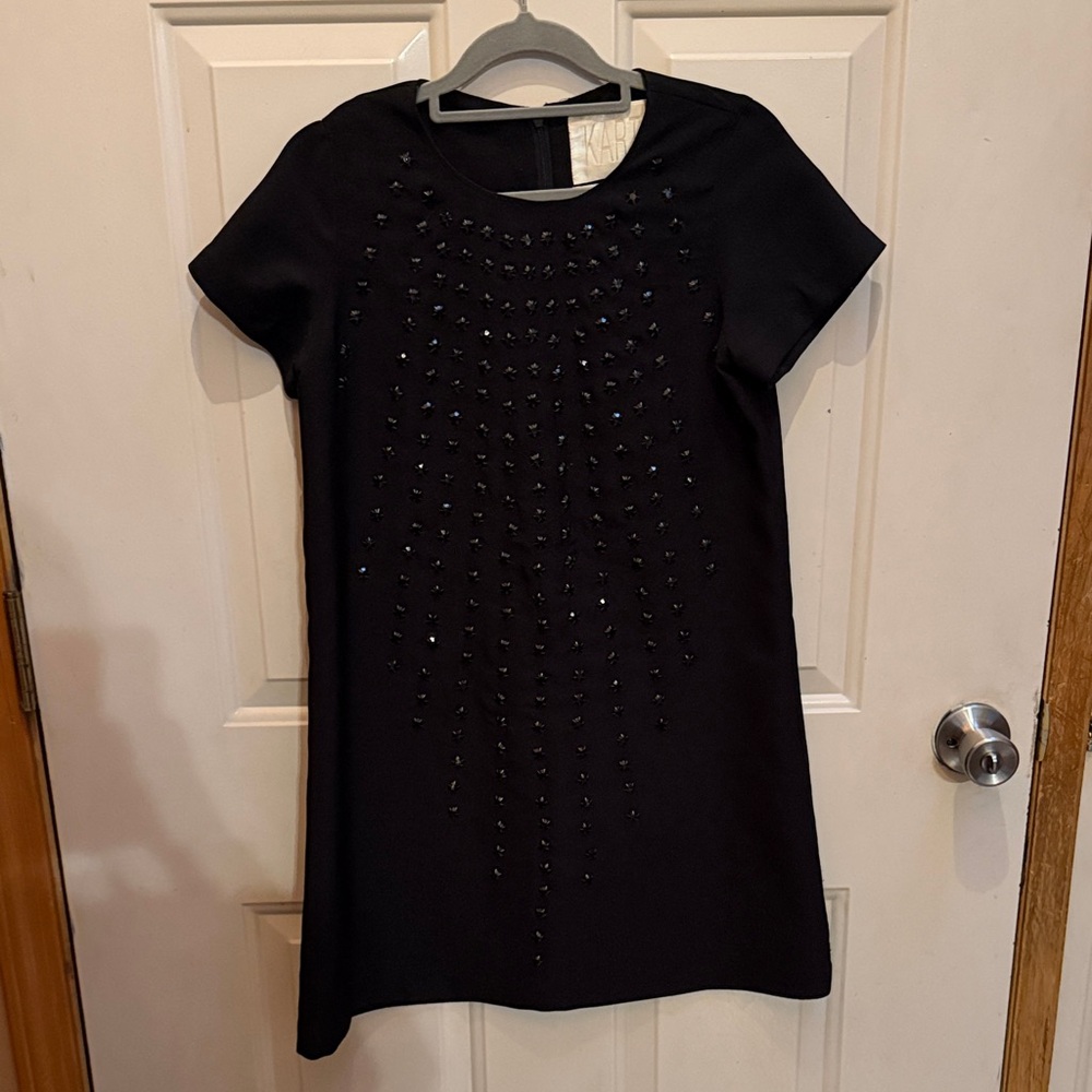 Karta Black Embellished Short Mini Sleeve Dress